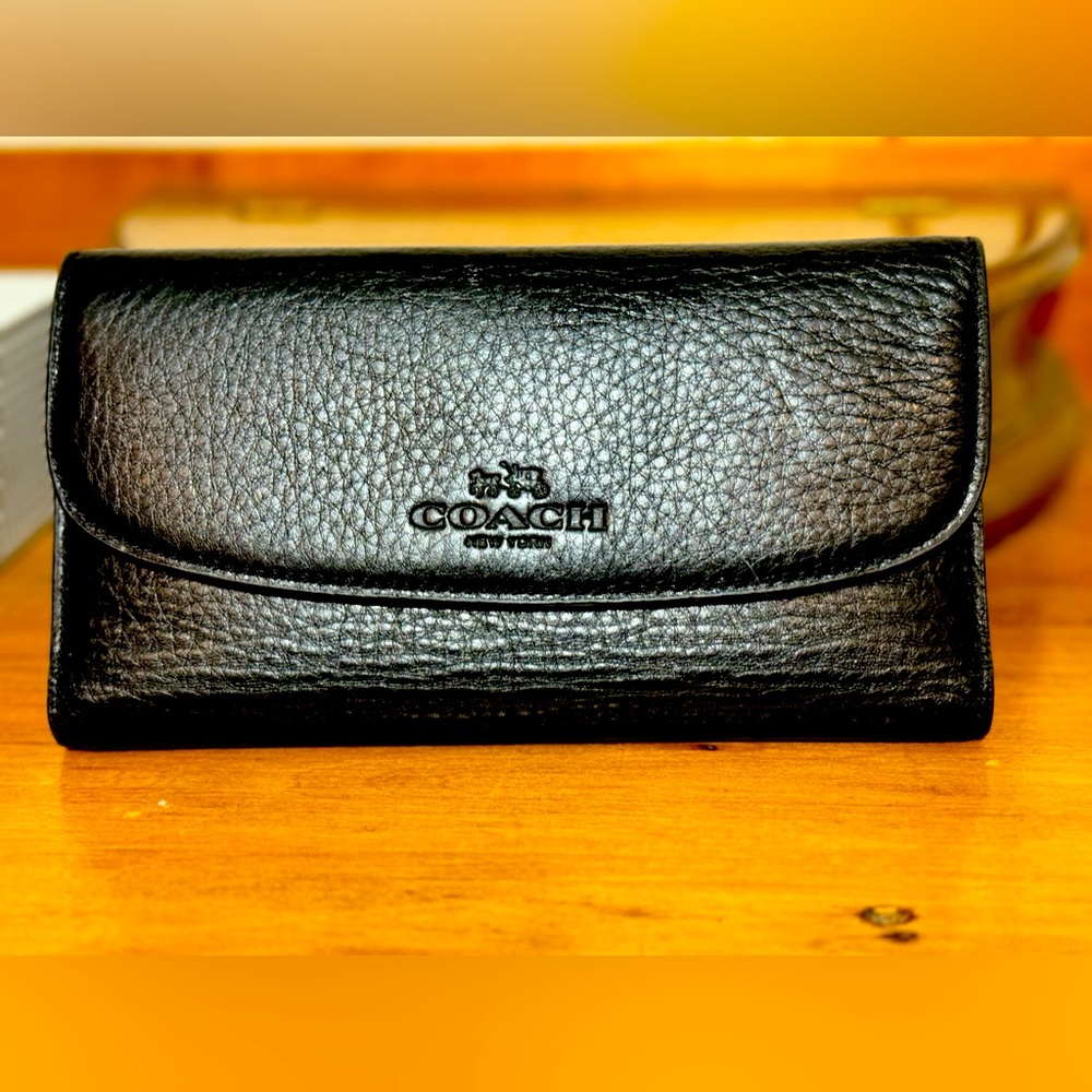 Authentic Coach Long Checkbook Wallet Black
